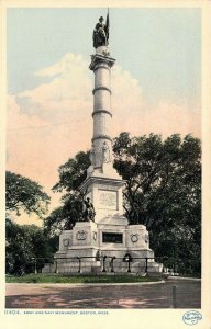 Army and Navy Monument, Boston, MA, Mass, Old Postcard