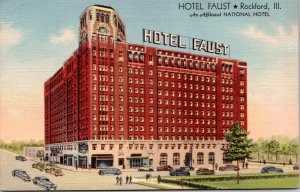 Postcard IL Rockford - Hotel Faust - an Affiliated National Hotel