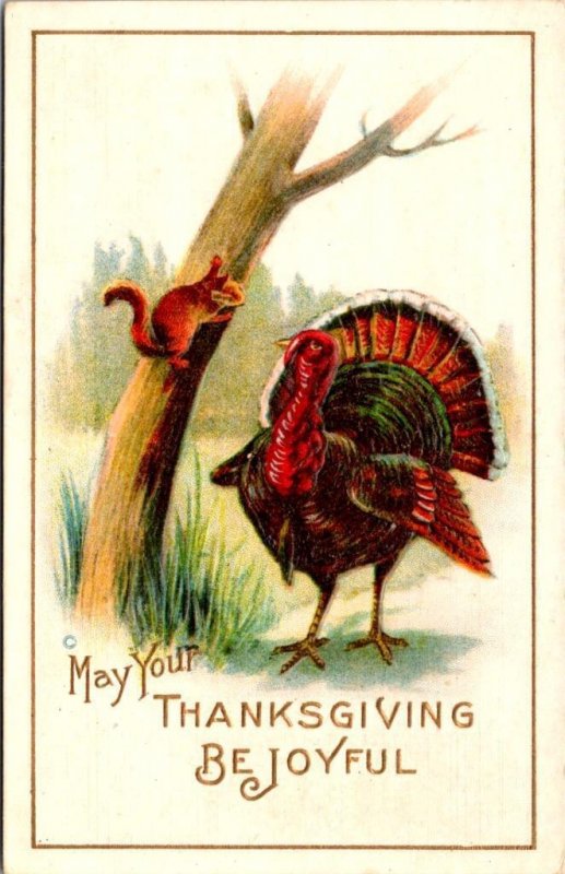 2~ca1910's Postcards  THANKSGIVING GREETINGS  Kitchen~Chefs~Turkey~Squirrel