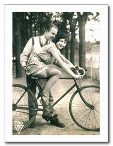 French Nude Erotic Risque Flapper Bicycle Vintage REPRO 