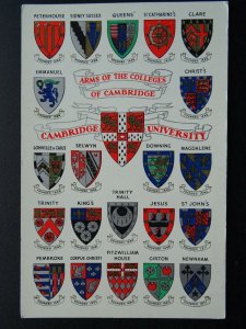 Cambridge University ARMS OF THE COLLEGES OF CAMBRIDGE / Old Postcard by A.S.Ltd