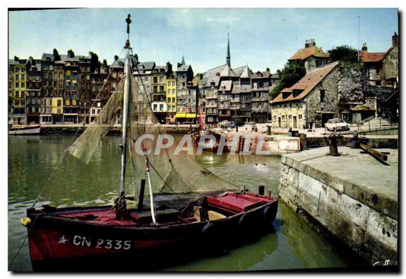 Modern Postcard Honfleur Old Basin Boat