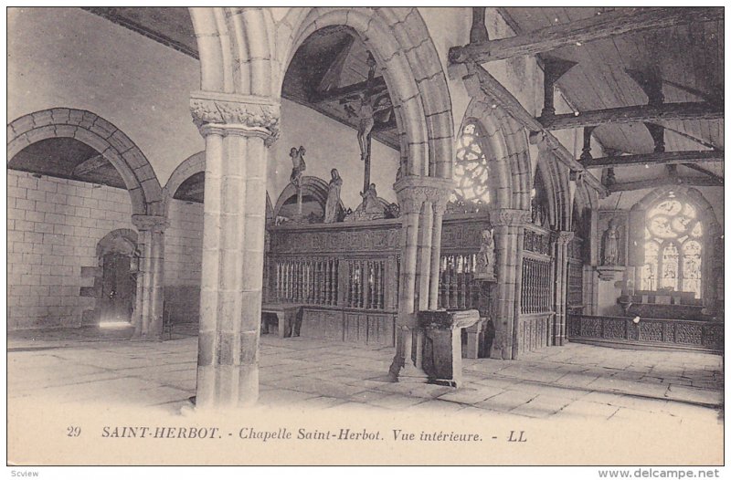 Chapelle Saint-Herbot, Vue Interieure, SAINT-HERBOT, France, 1900-1910s
