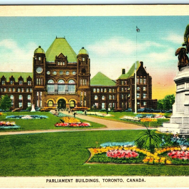 c1930s Toronto, Canada Parliament House Linen Photo Postcard Valentine Black A2