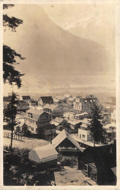 Hyder, Alaska RPPC Bird's Eye View Stewart, BC 1910s Antique Photo Postcard