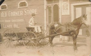 Oxford ME Old Corner Store Horse & Delivery Wagon Real Photo Postcard