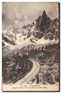 Old Postcard Chamonix Aiguille du Dru and path Montenvers Iron