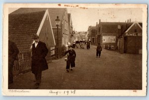 North Holland Netherlands Postcard View of Volendam Street 1928 Vintage