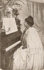 \Woman at the piano with her dog\ Nice antique French PC