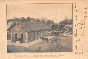 Howell Michigan Ann Arbor Railroad Depot B/W Photo Print Vintage Postcard U4963