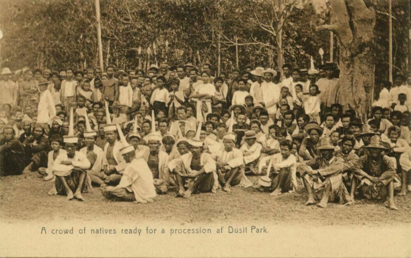 siam thailand, BANGKOK, Crowd of Natives ready for Procession at Dusit Park 1899