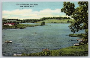 Salem Ohio~View On Lake In Guilford State Park~Curteich Vintage Linen Postcard