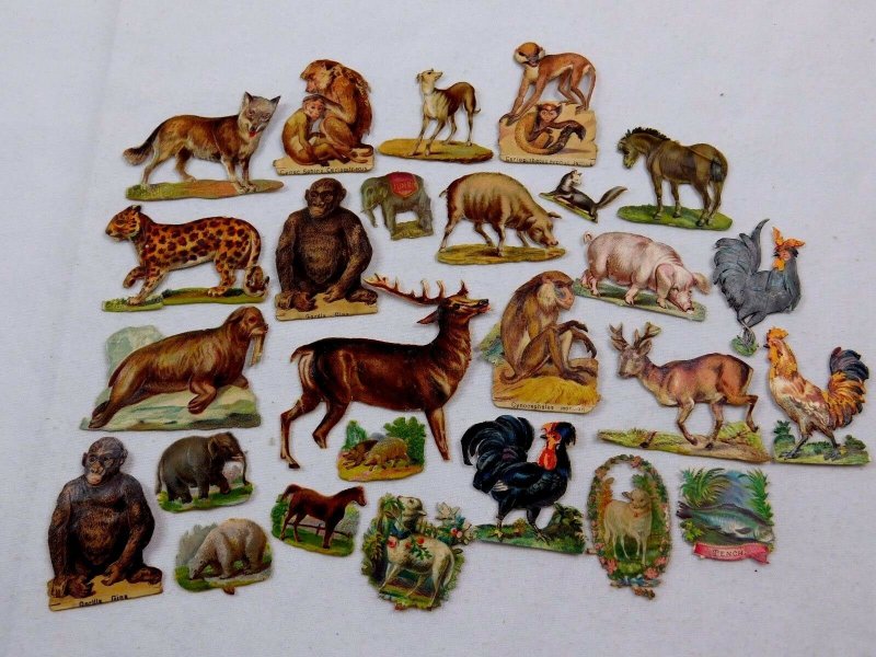 Lot 27 of Embossed Victorian Die-Cut Animals Polar Bear Pig Walrus Monkey CD68