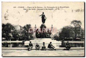 Old Postcard Paris Place De La Nation Triumph Of The Republic Children