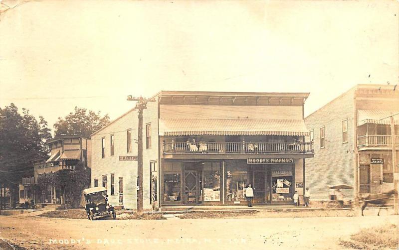 Moira NY Mood's Drug Store Post Office RPPC Postcard