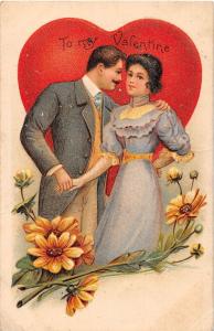 D83/ Valentine's Day Love Holiday Postcard 1909 Newark Ohio Man Moustache Heart4