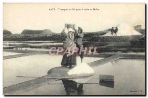 Old Postcard Saltmarsh Batz salt Transport for setting Mulon