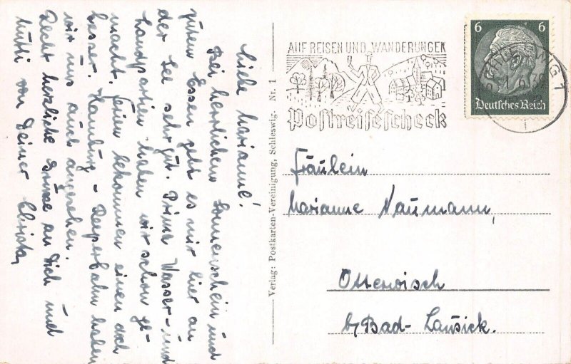 L306 Germany 1939 Schleswig Panoramic View vintage  postcard