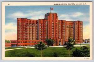 Queens General Hospital, Jamaica New York, Vintage Linen Curt Teich Postcard #1