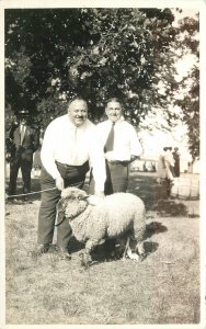 Postcard RPPC 1930s Men proud sheep owners farm agriculture 23-4638