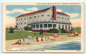 MYRTLE BEACH, SC South Carolina ~ Roadside VILLA AMBROSE c1940s Linen Postcard