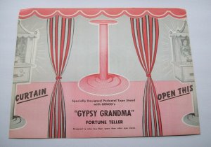 Genco Gypsy Grandma Arcade FLYER 1957 Original NOS Fortune Teller Horoscope Game