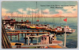 1945 Typical View Shrimp And Oyster Industry Biloxi Mississippi Posted Postcard