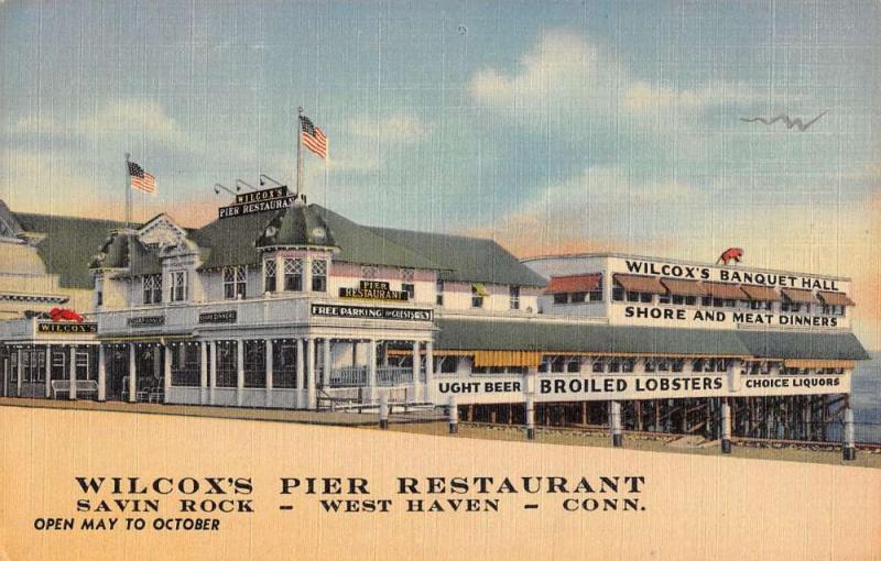 West Haven Connecticut Savin Rock Wilcox Pier Linen Antique Postcard K29857
