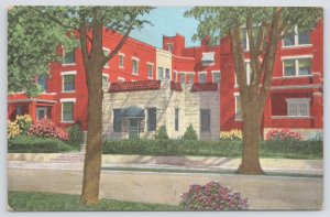 Linen~Springfield MO Baptist Hospital Street View~Flowers~EC Kropp~Vintage PC