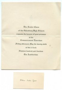 1914 Senior Class Galesburg High School Vintage Commencement Exercise Invitation