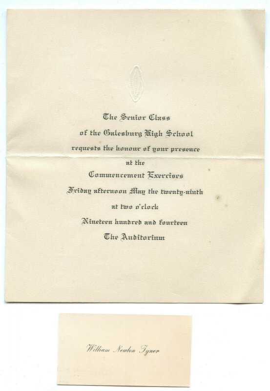 1914 Senior Class Galesburg High School Vintage Commencement Exercise Invitation 