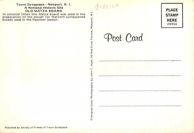 Old Matza Board, Newport, R.I. 