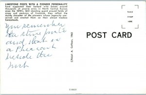 Limestone posts around prairie acres in North Central Kansas Postcard