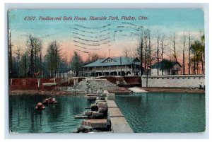 C1910 Pavilion And Bath House Riverside Park Findlay Ohio Postcard F35E