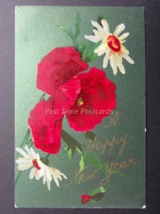 Poppies Postcard: A Happy New Year c1907 - Donation to R.B.L.