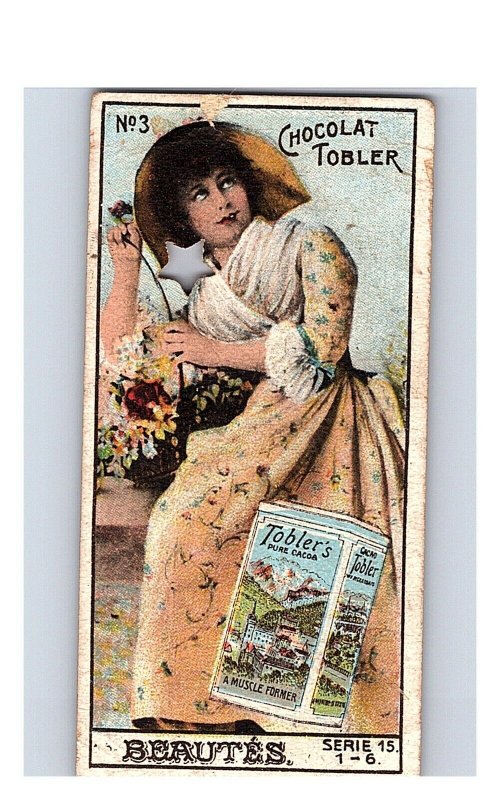 Vintage 1890's Victorian Trade Card Toblerone Swiss Chocolate - Victorian Woman