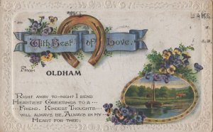 Kind Love Thoughts From Oldham Ship Lancs Old Greetings Postcard