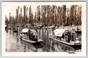 Mexico Xochimilco Gondolas Floating Gardens 1942 Real Photo Postcard C35