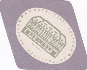 Germany Mecklenburg Hotel Statdt Guestrow Vintage Luggage Label sk2113