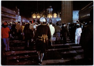 VINTAGE POSTCARD CONTINENTAL SIZE THE NIGHT CARNIVALAT ST. MARK'S SQUARE VENICE