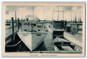 Ocean City Maryland MD Postcard Yacht Basin Port Dock Pier c1940 Vintage Antique