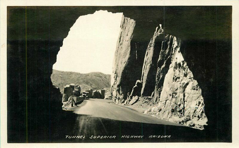 Arizona Tunnel Superior Highway 1920s RPPC Photo Postcard 22-738