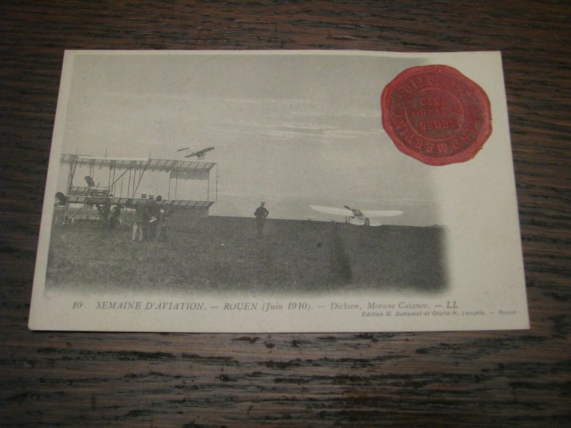 Aviation Postcard UnUsed French France 1910 Rouen Airplane Dickson Morane Plane