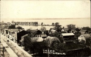 Sackets Harbor NY Birdseye of Homes c1910 Real Photo Postcard