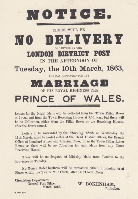 No Royal Mail Delivery As Prince Of Wales Royal Wedding Victorian Sign Postcard