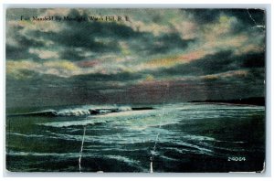 1916 Fort Mansfield Moonlight Waves Watch Hill Rhode Island RI Vintage Postcard