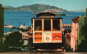 Vintage Postcard Cable Car on San Francisco Hill Climbing the Steep California