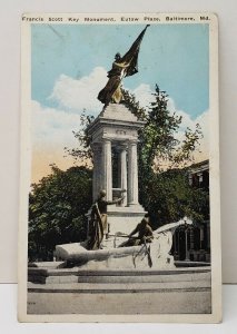 Baltimore MD Francis Scott Key Monument Eutaw Place Postcard C11