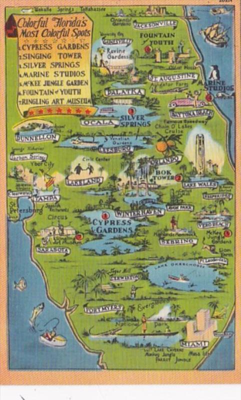 Florida Map Showing Cities and Attractions