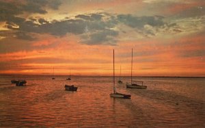 Postcard Beautiful Sunset Reflecting The Glowing Colors Long Island New York NY